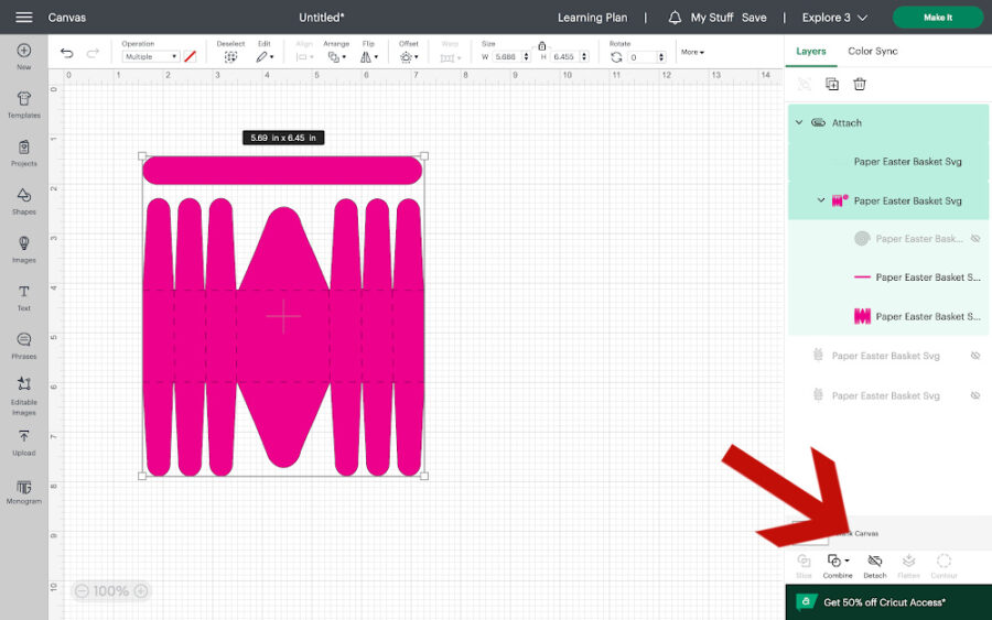 Attach option in Design Space