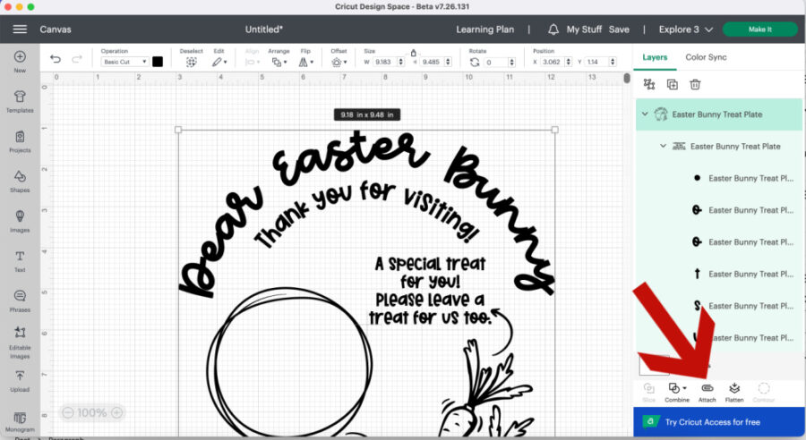 Easter bunny plate in Design Space