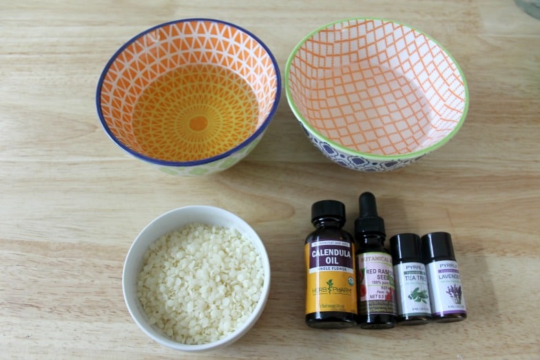 Ingredients to make homemade beard balm