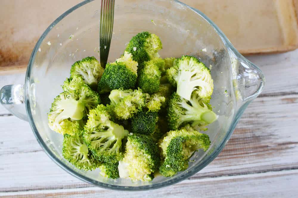 Broccoli in a mixing bowl