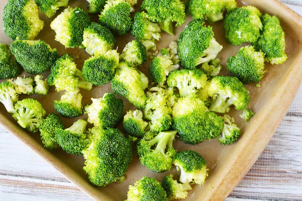 broccoli on a baking sheet