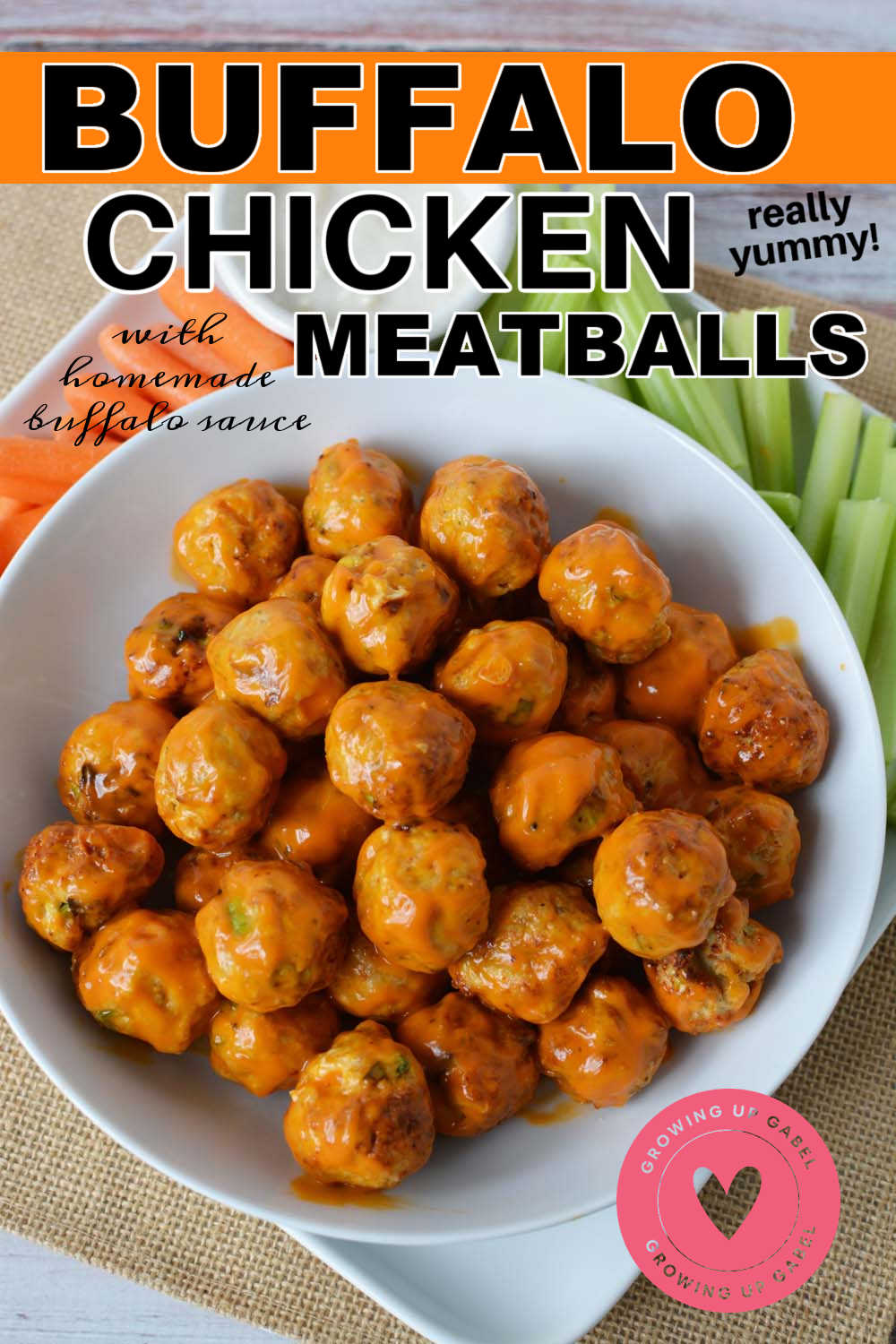 Buffalo chicken meatballs on a plate