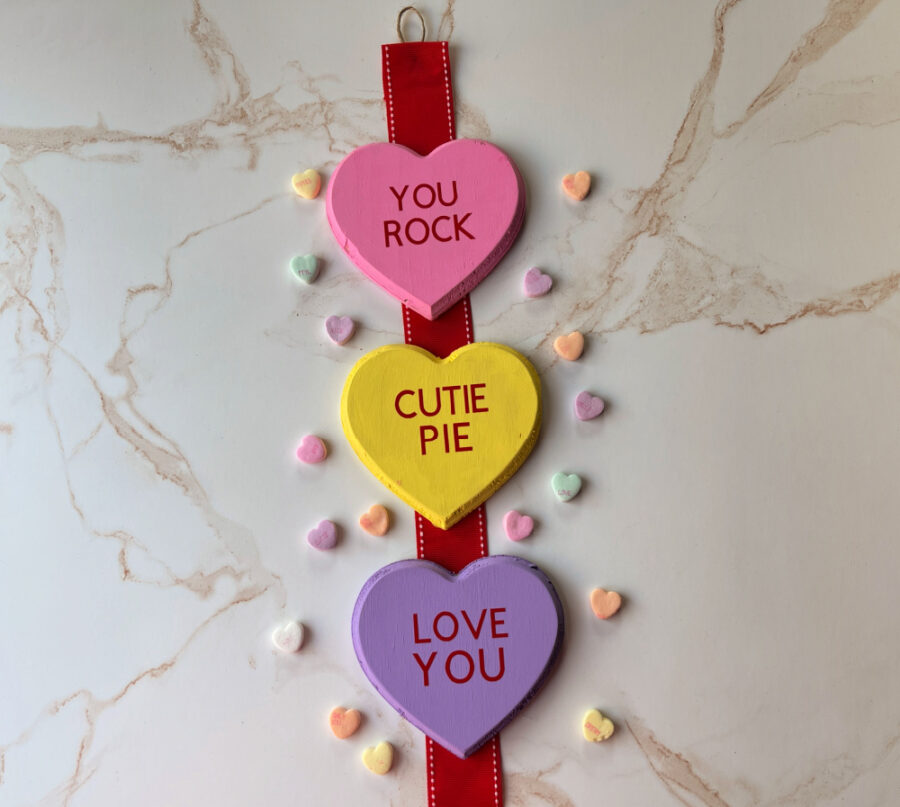 Conversation hearts decor finished project