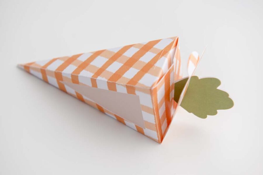 Carrot box on it's side with top slightly open
