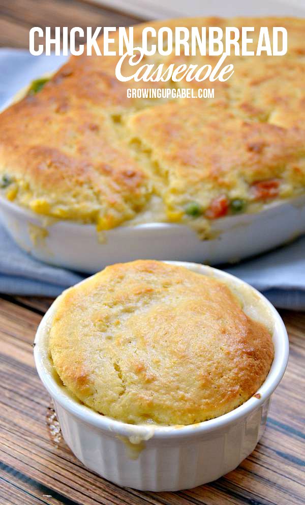 Need an easy dinner recipe? Use a homemade chicken pot pie filling and top with an easy cornbread topping for a delicious casserole dinner!