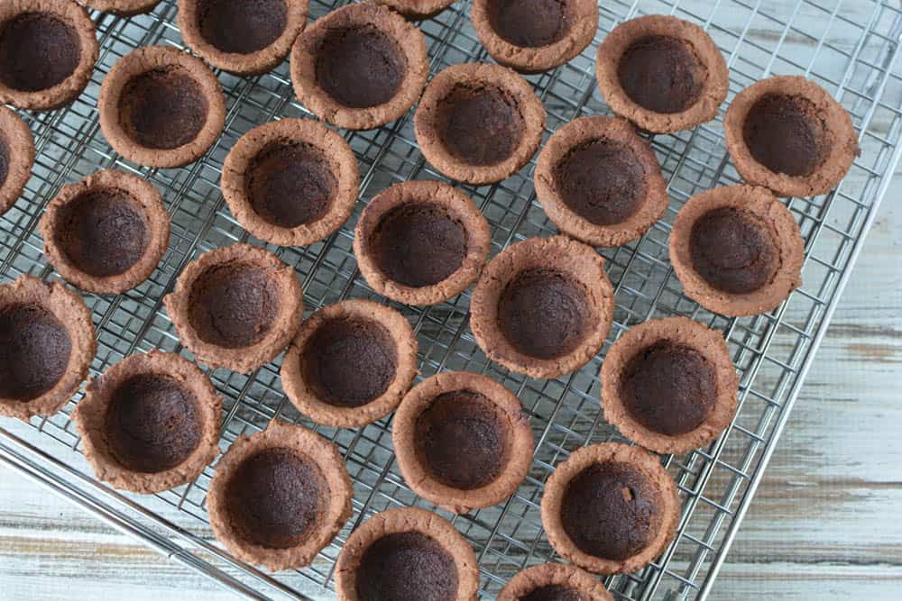 Empty mini chocolate cookie cup shells