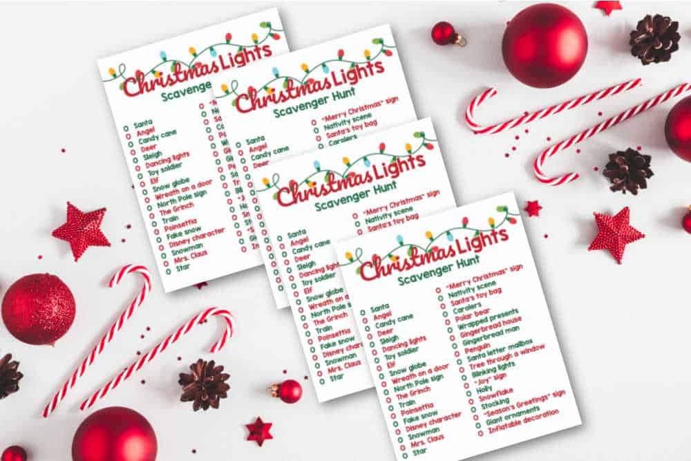 Christmas lights scavenger hunt lists