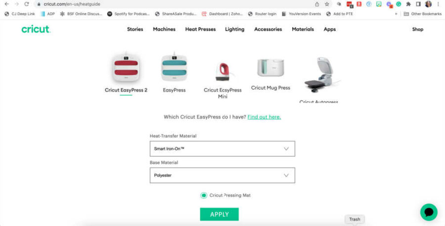 Cricut Heat Guide