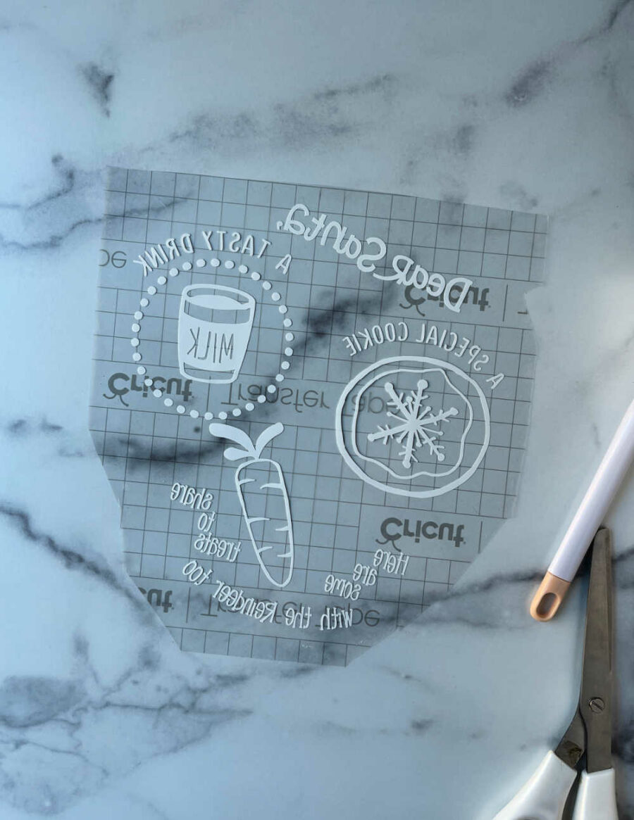 Santa cookie platter vinyl design on transfer tape