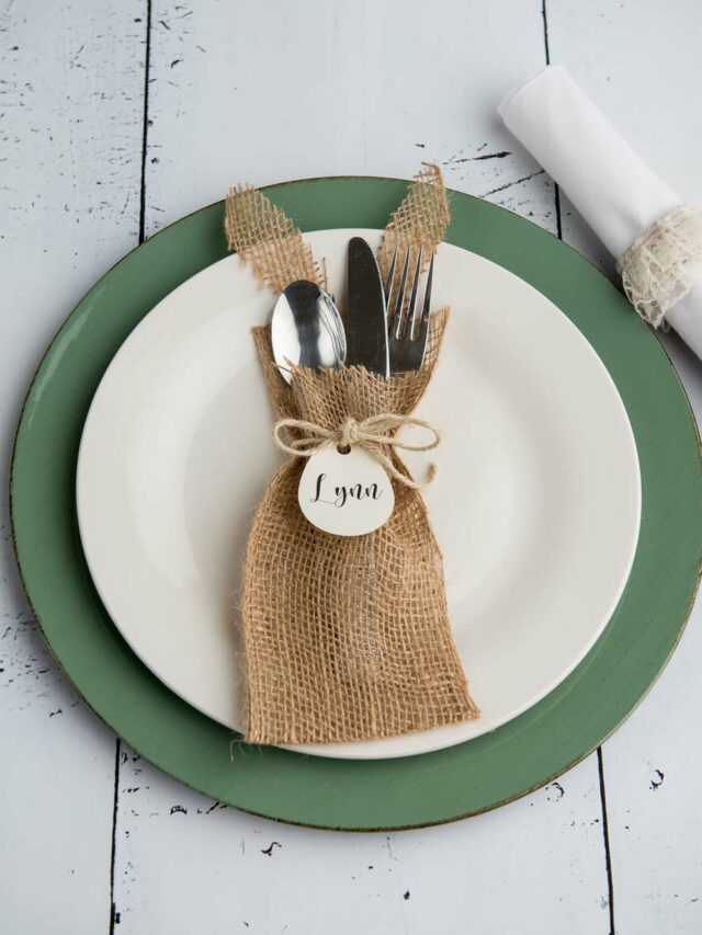Bunny Ears Easter Silverware Holder 
