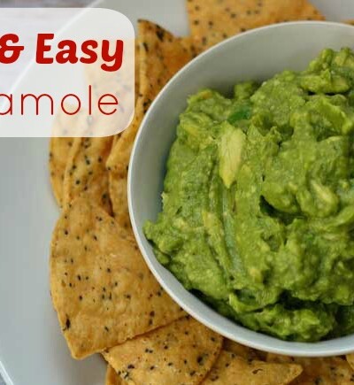 The best homemade 5 ingredient quick and easy guacamole recipe!It's the perfect healthy appetizer dip!