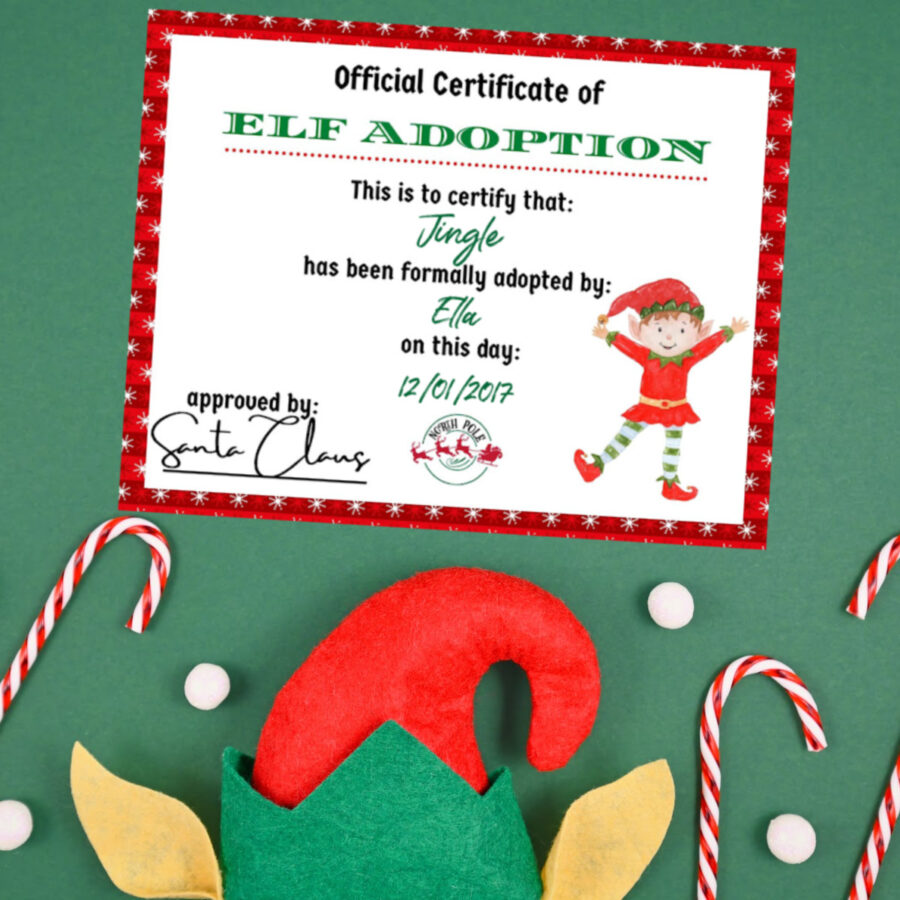 Family elf adoption certificate