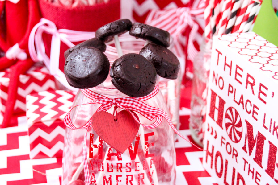 Hot chocolate on a stick for elf welcome party