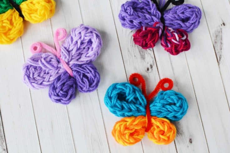 Fun Finger Knitting Butterfly