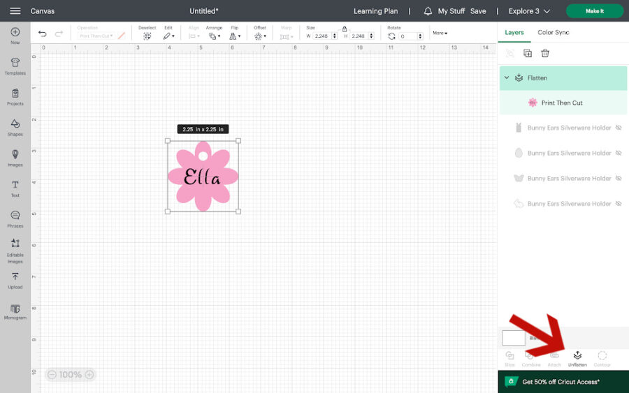 Easter place tags in Cricut design space