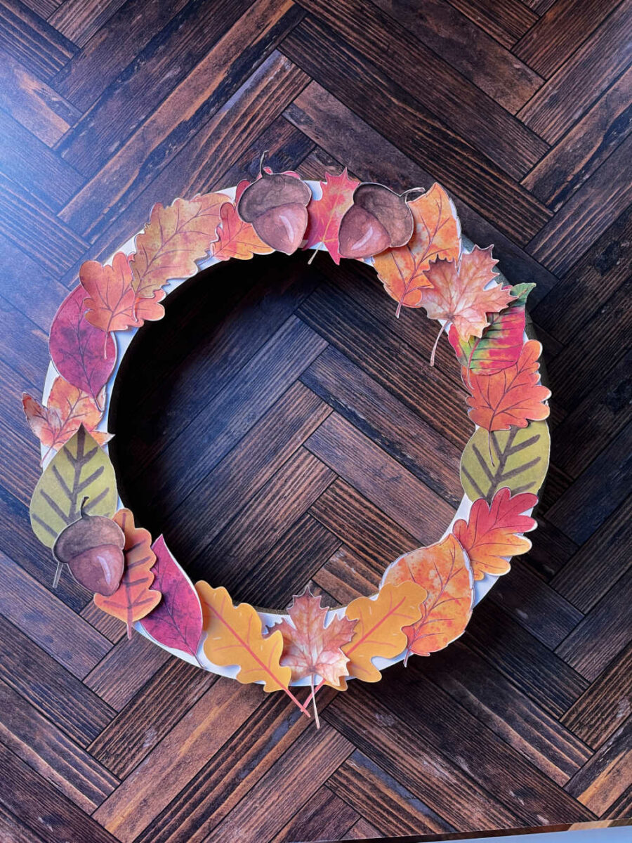 Gratitude wreath on a styrofoam wreath form