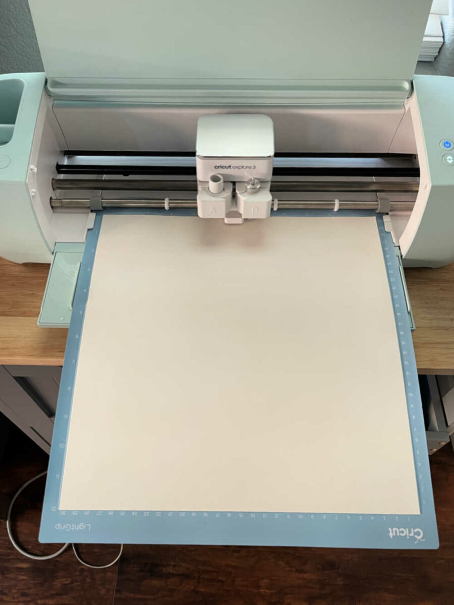 Cricut Explore 3 cutting white paper