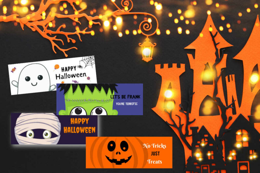 4 Halloween treat bag toppers 