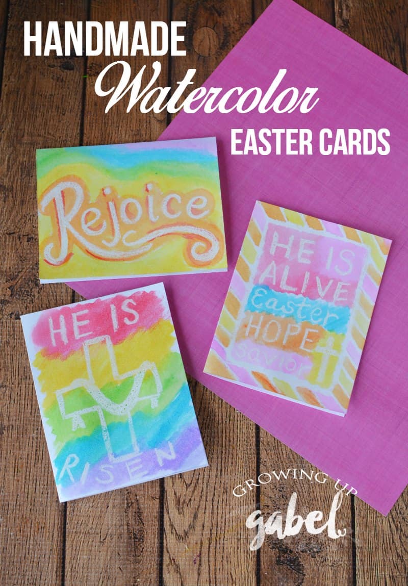 Simple handmade Easter cards are made with card stock, grease pencil and watercolor paints are great for adults and kids! 