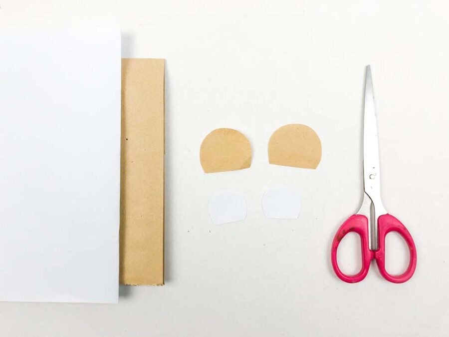 Brown and white paper cut into half circles