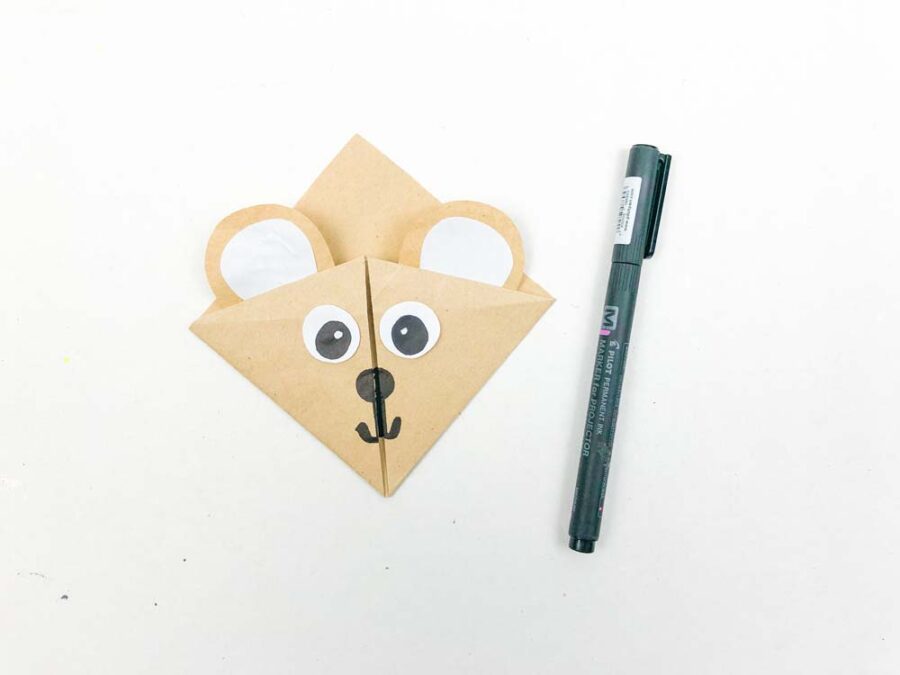 Completed bear origami bookmark