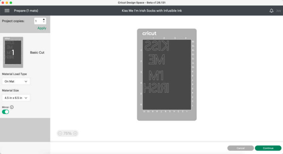 Design Space Review screen