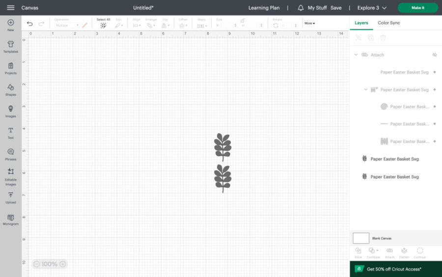 green leaves in Design space