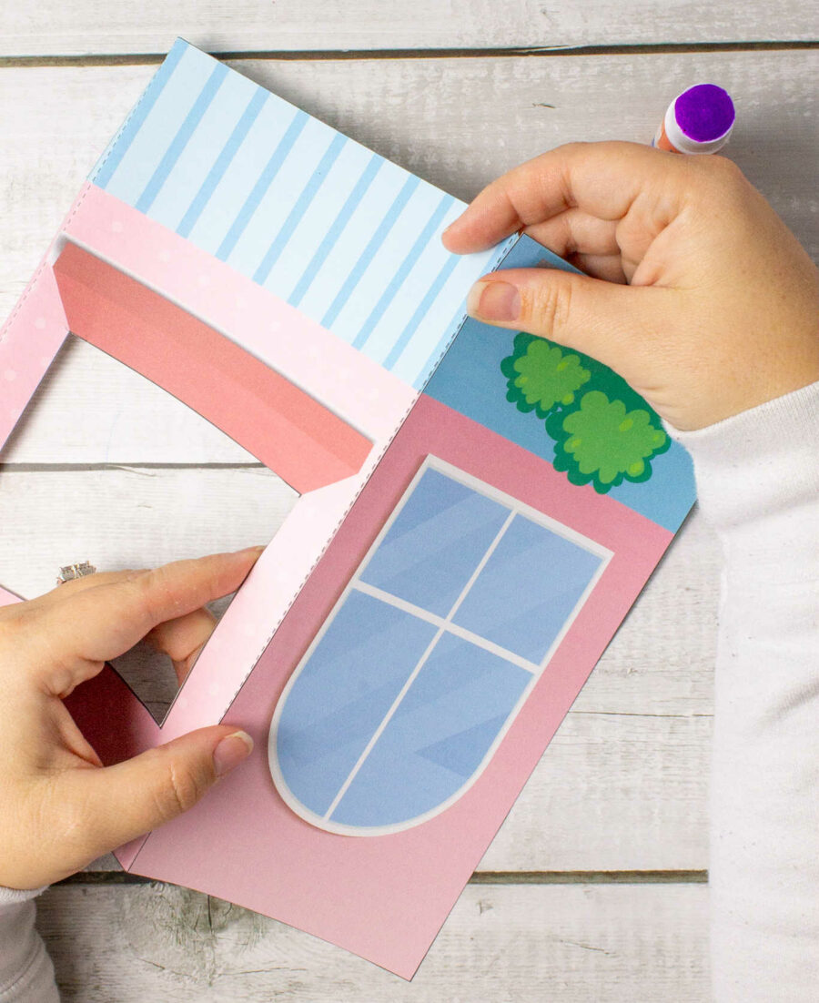 Gluing the sides to the ice cream shop
