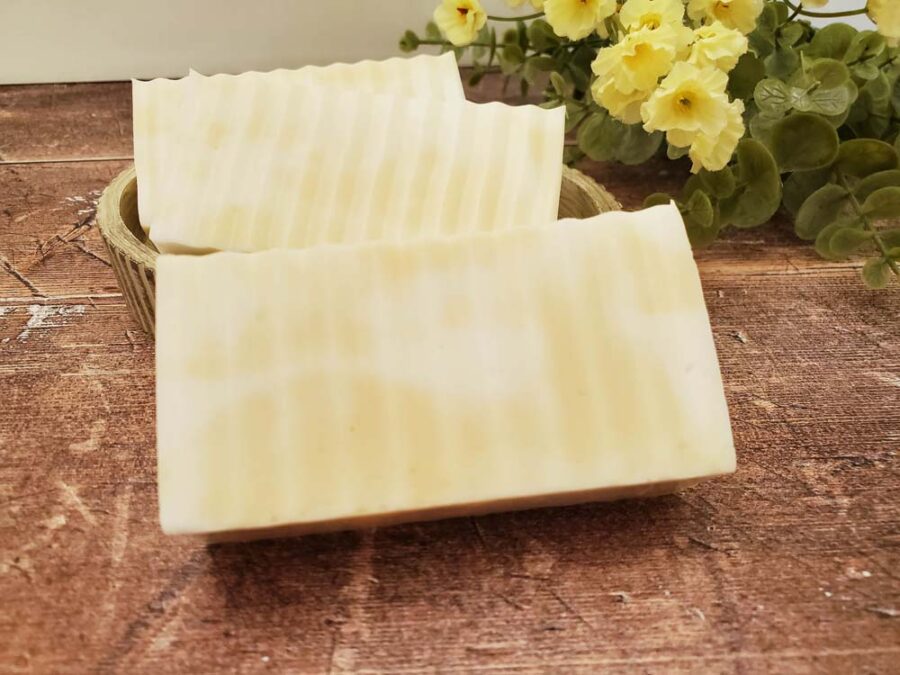 Bars of homemade milk and honey soap
