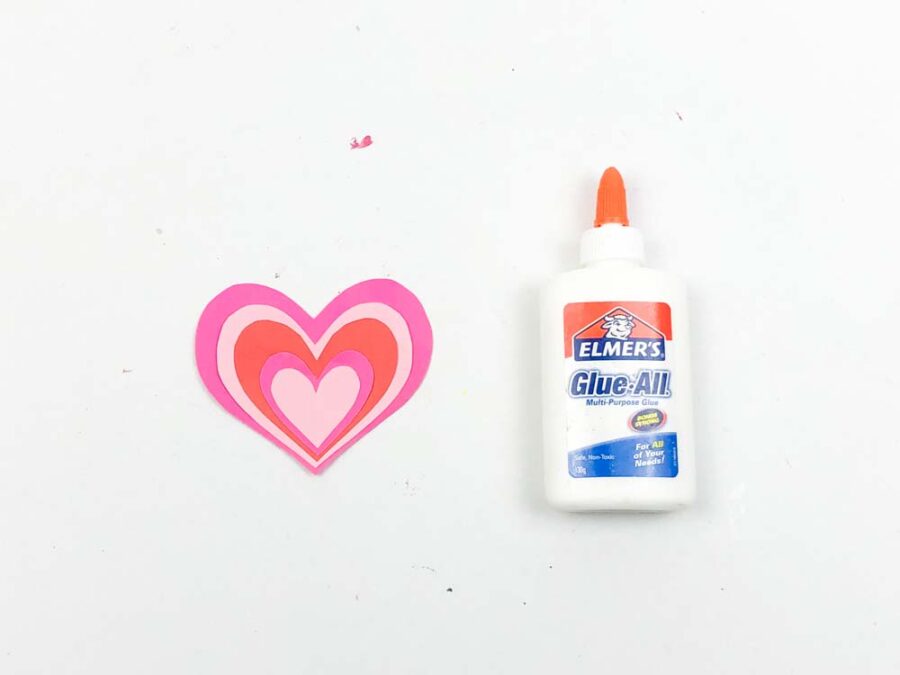 Pink and red heart with glue