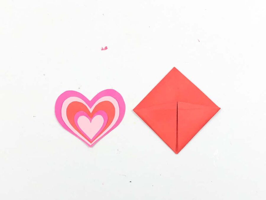 Red heart bookmark with hearts