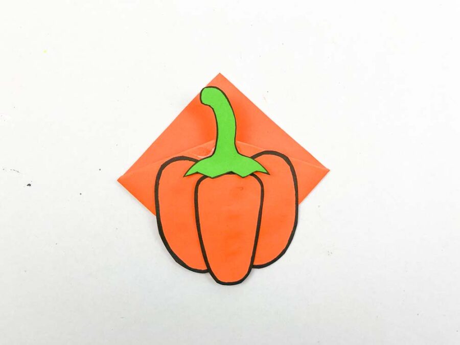 Pumpkin stem glued to top of pumpkin.