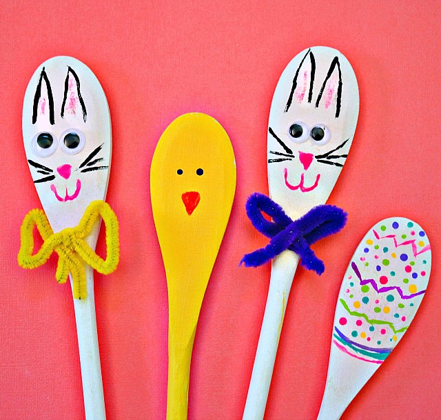 Painted Wooden Spoons Craft for Easter