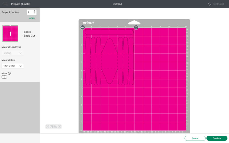 Paper Basket design on mat in Design Space