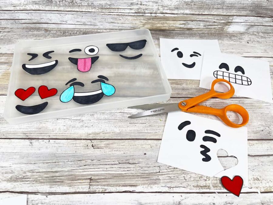 Emoji faces cut out
