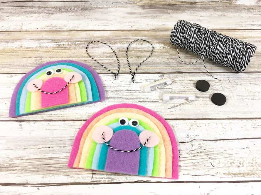Completed felt rainbows with optional backings