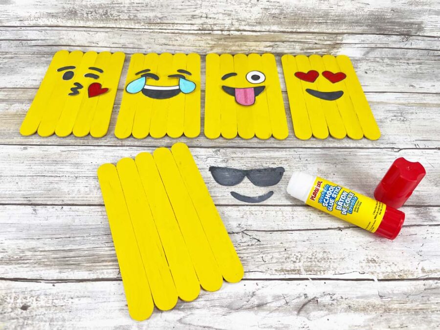 Emoji craft with glue stick
