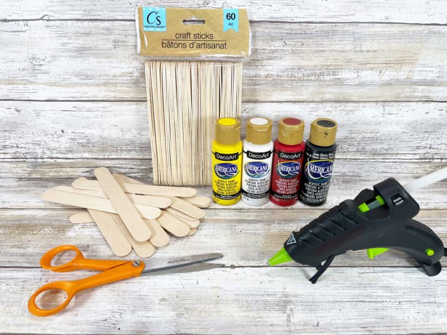 Craft supplies to make craft stick emojis