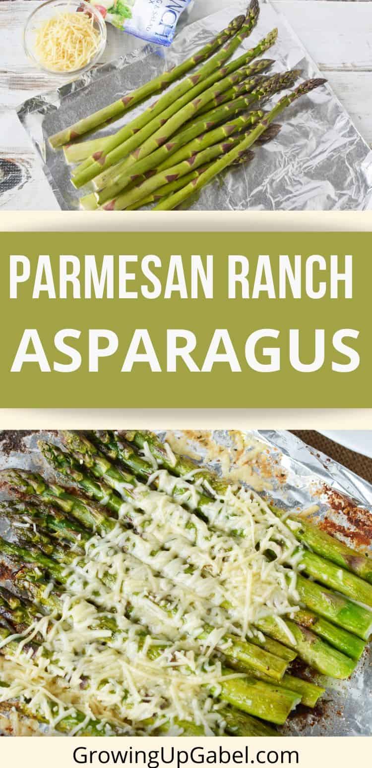 Add pizzazz to grilled asparagus with ranch dressing and freshly grated Parmesan cheese. Uncooked asparagus and grilled asparagus with Parmesan cheese and Ranch dressing mix