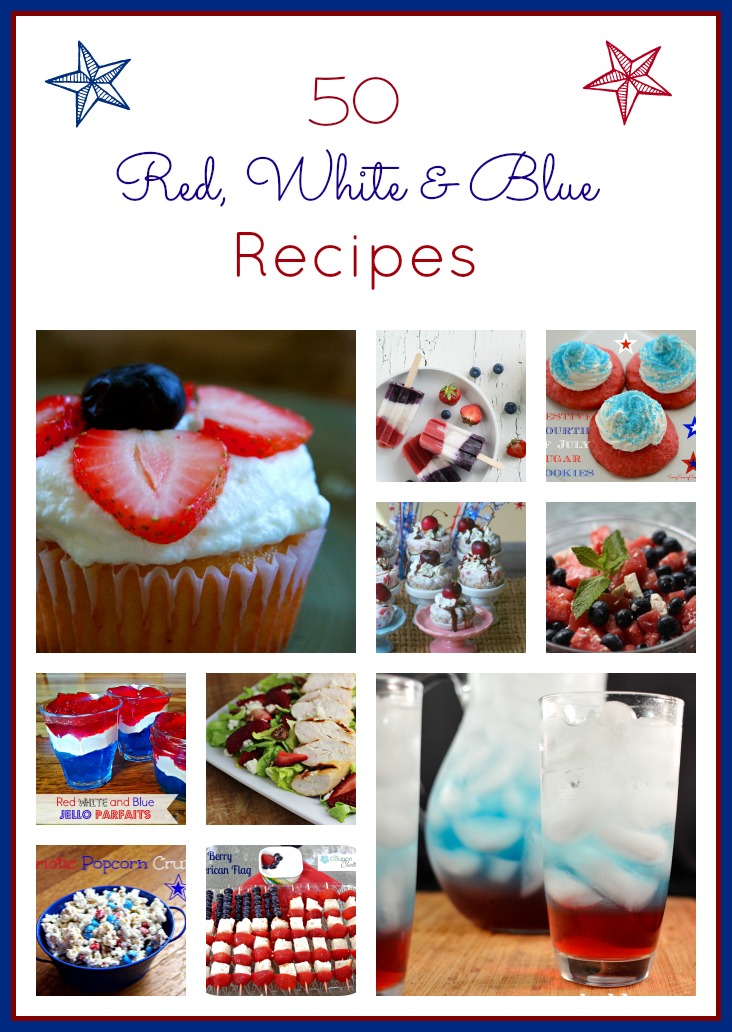 Celebrate independence with red white and blue food! These 4th of July recipes include ideas for everything from desserts to savory snacks! Great for Labor Day and Memorial Day, too. 