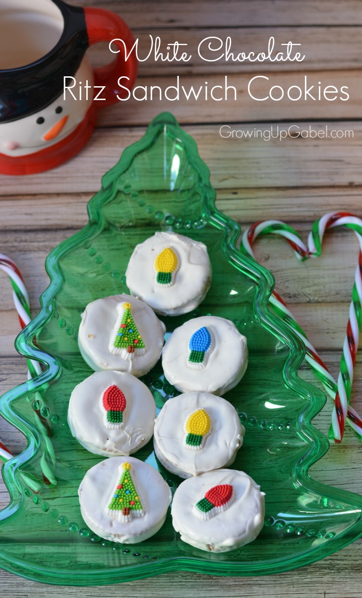 Ritz sandwich cookies are fun and easy to make! Spread peanut butter between two Ritz crackers and then dip in white chocolate to make delicious sandwich cookies. 