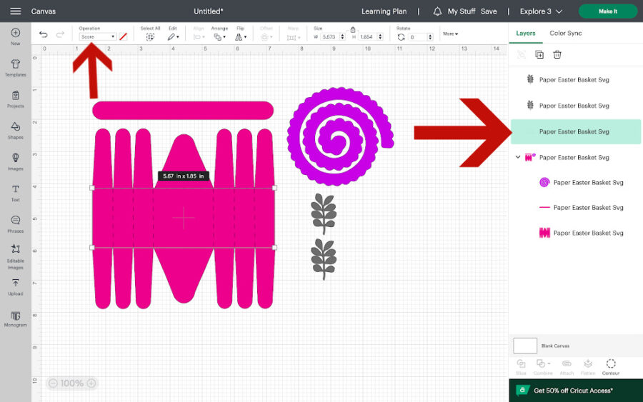 Adding score lines in Design Space