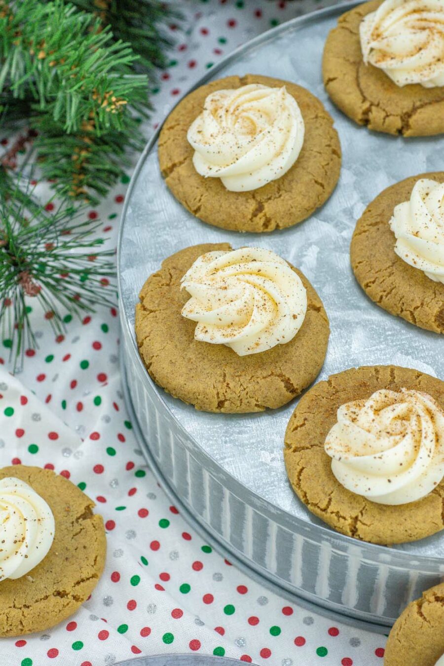 Soft gingersnap cookies displayed