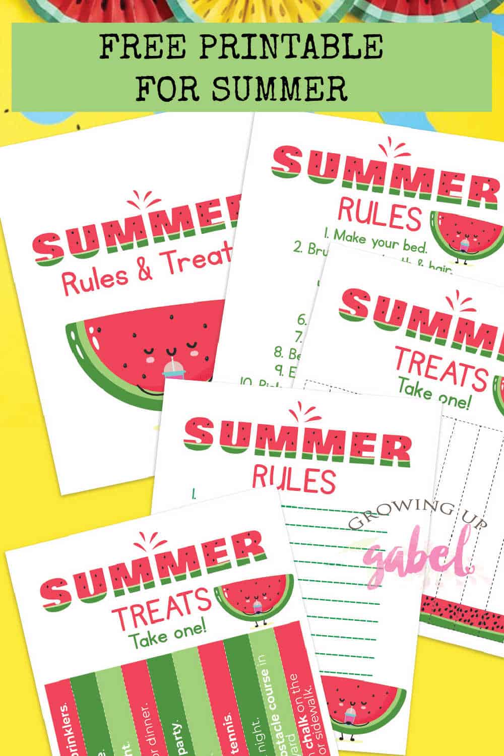 summer rules and summer treats printable with watermelons