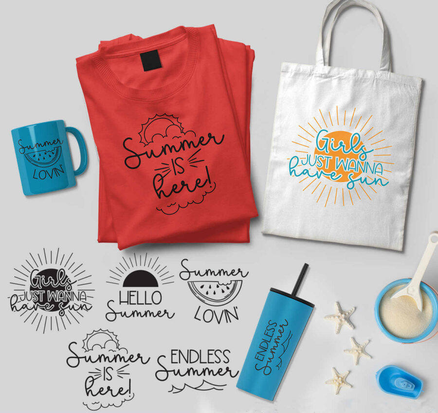 Summer SVG and Sublimation designs on products
