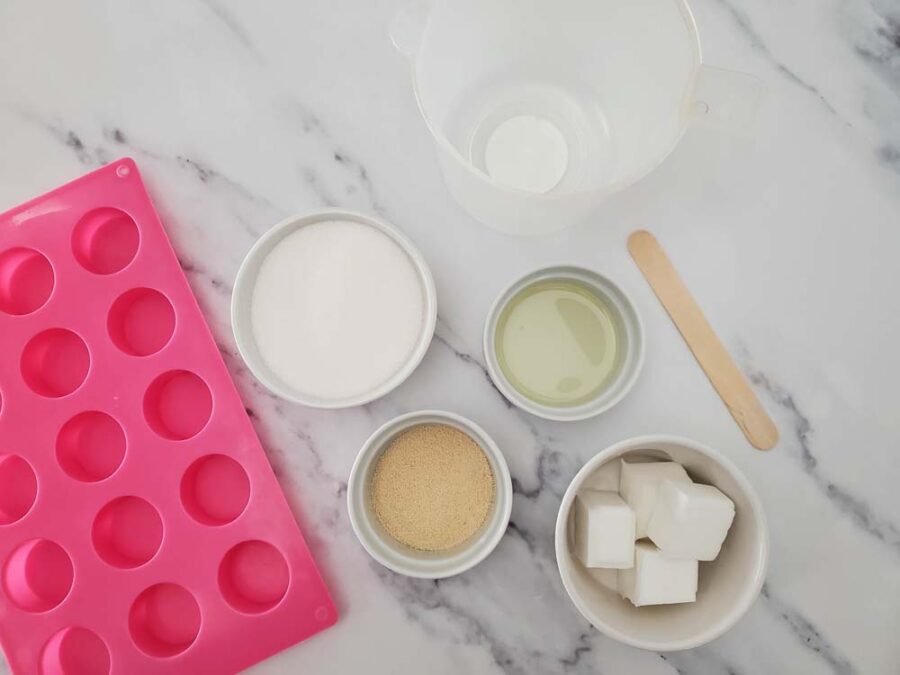 Supplies and tools for sugar scrub bars