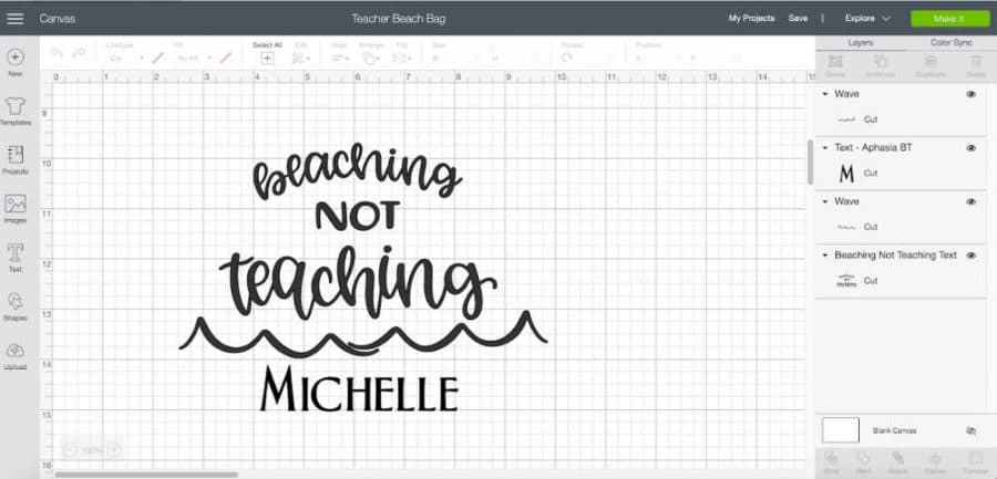Cricut Design Space Beaching Not Teaching example
