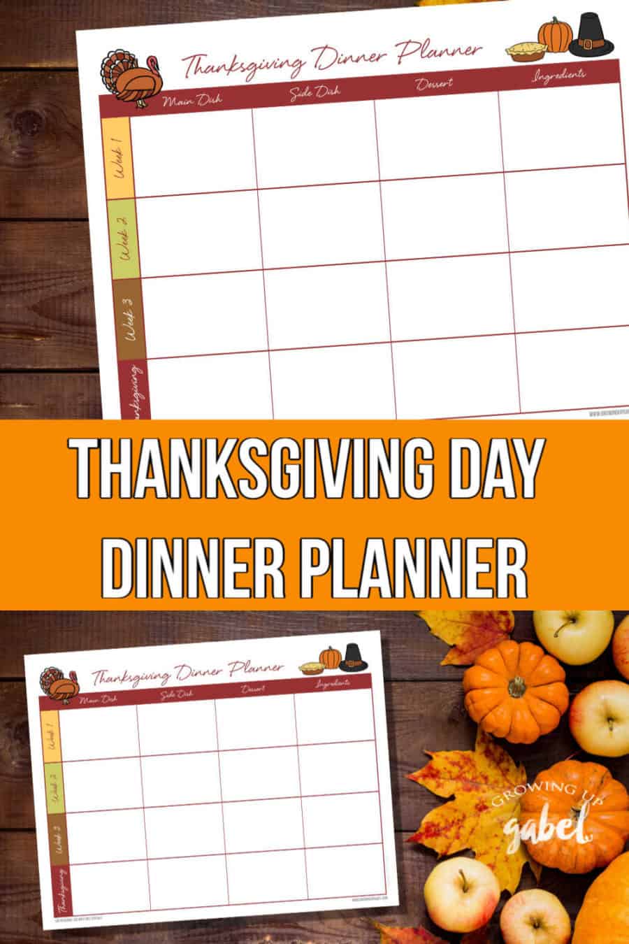 Free printable Thanksgiving planner will help you plan Thanksgiving dinner starting 3 weeks before Thanksgiving.