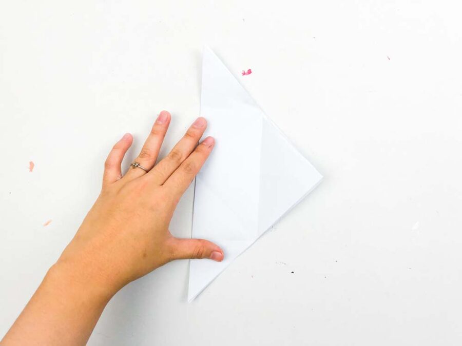 1st fold in origami corner bookmark