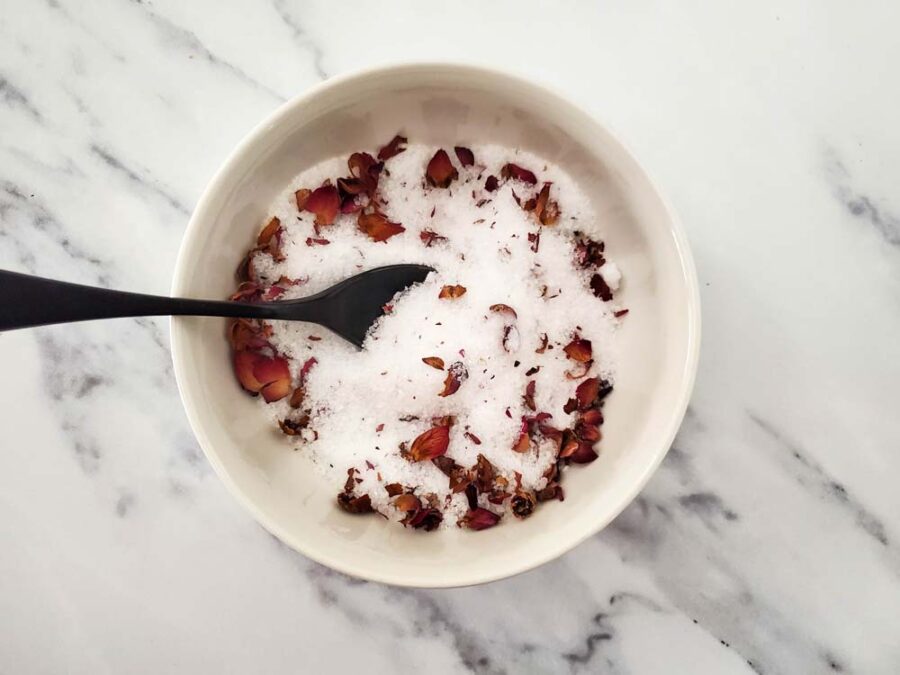 Vanilla Rose bath salt mixed together